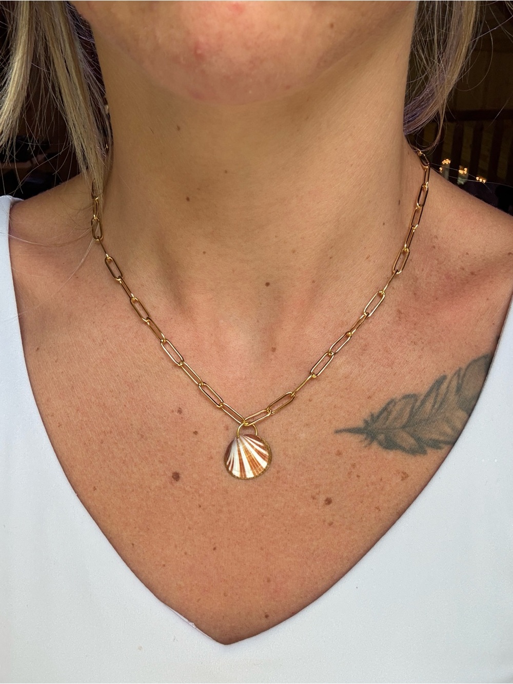 Handmade Gold Dipped Sea Shell Necklace